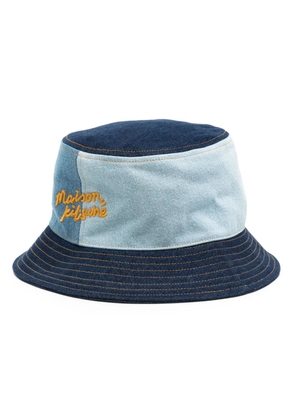 Maison Kitsuné logo-embroidered denim bucket hat - Blue