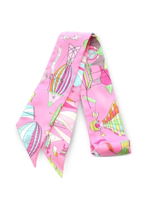 Hermès Pre-Owned 2000s Les Folies du Ciel ribbon silk scarf - Pink