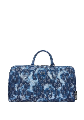 Philipp Plein jacquard monogram crocodile duffle bag - Blue
