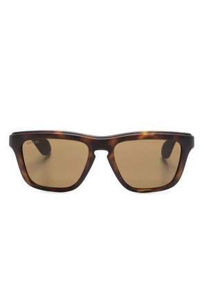 Gucci Eyewear cut-out logo rectangle-frame sunglasses - Brown