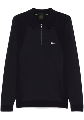 BOSS rubberised-logo polo shirt - Blue