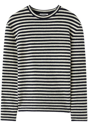 Jil Sander logo-patch striped wool T-shirt - Black