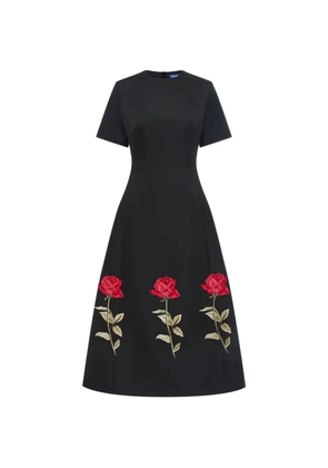 Leo Lin Caroline rose-embroidered midi dress - Black