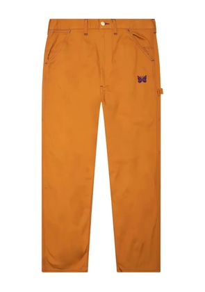 Needles x Smith's butterfly-embroidered twill trousers - Orange