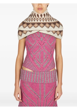 Paolina Russo Warrior Fairisle-pattern knitted poncho - Neutrals