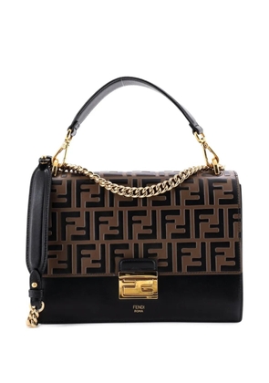 Fendi Pre-Owned Kan U Zucca Embossed Leather Medium shoulder bag - Black