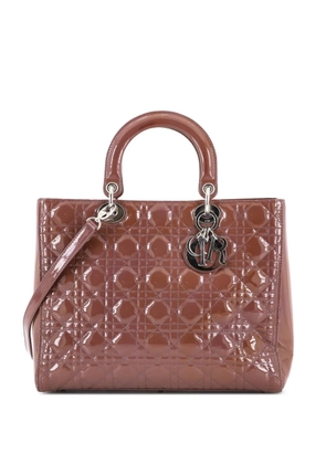 Christian Dior Pre-Owned Lady Dior Bag Cannage Quilt Patent Large satchel - Neutrals