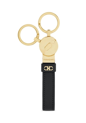 Ferragamo logo-embossed leather keychain - Black