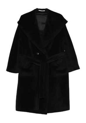 Tagliatore hooded belted coat - Black