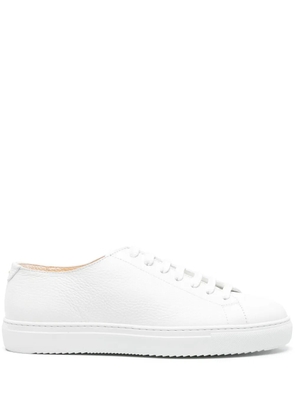 Doucal's grained leather lace-up sneakers - White