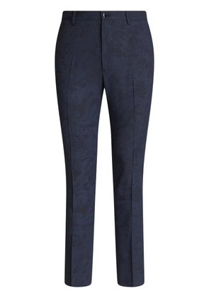 ETRO patterned-jacquard straight-leg trousers - Blue