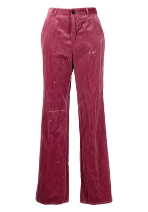 DSQUARED2 embroidered-logo velvet trousers - Pink