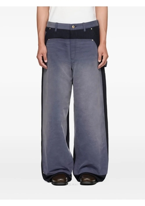 KHOKI pinstripe panelled trousers - Blue