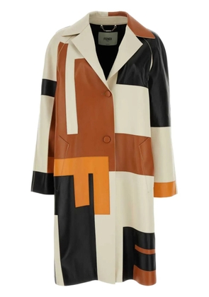 FENDI geometric-print overcoat - Neutrals