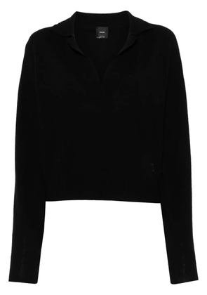 PINKO Love Birds-embroidered polo top - Black