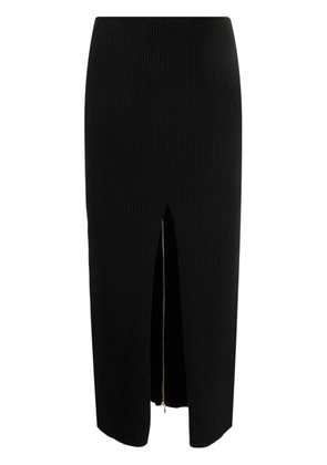 Patou front-slit ribbed-knit midi skirt - Black