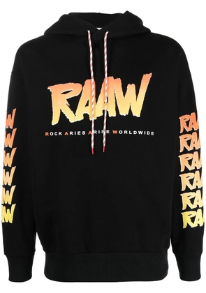 Aries logo print hoodie - Black