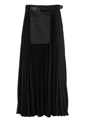 Peter Do pleated-overlayer belted skirt - Black