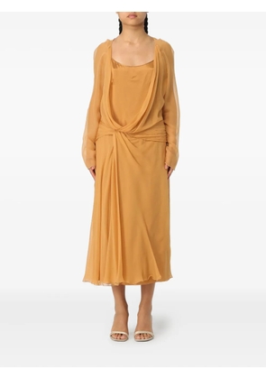 Alberta Ferretti draped chiffon midi dress - Yellow
