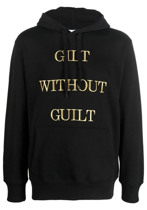 Moschino embroidered-slogan long-sleeve hoodie - Black
