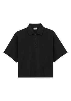 Saint Laurent cassandre-embroidered polo shirt - Black