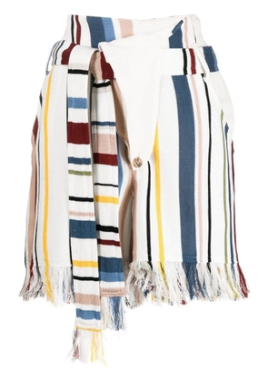 AMBUSH frayed-hem striped shorts - Neutrals