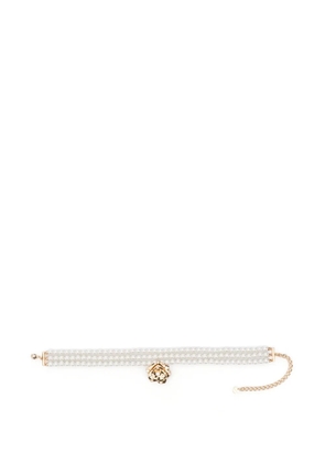 Self-Portrait rose pearled necklace - Gold