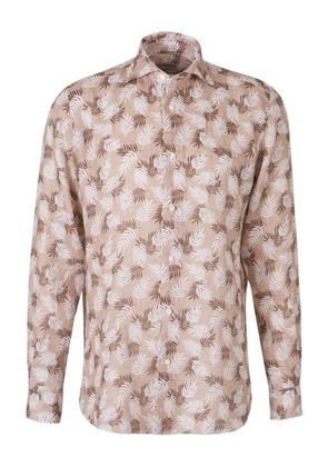 Vincenzo Di Ruggiero leaf-print shirt - Brown