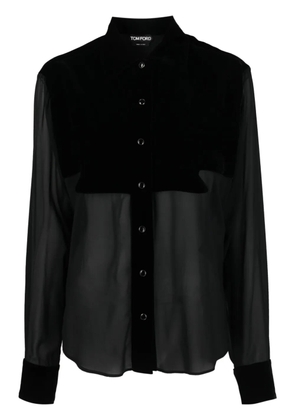 TOM FORD panelled buttoned silk shirt - Black