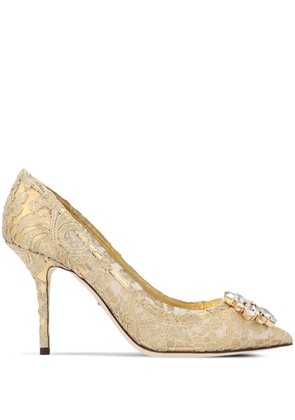 Dolce & Gabbana 90mm lace rainbow pumps - Gold