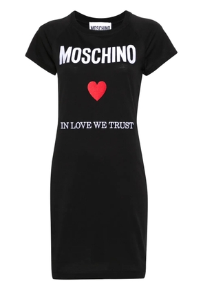Moschino logo-embroidered short T-shirt dress - Black