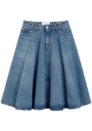 AMI Paris godet-detail midi skirt - Blue
