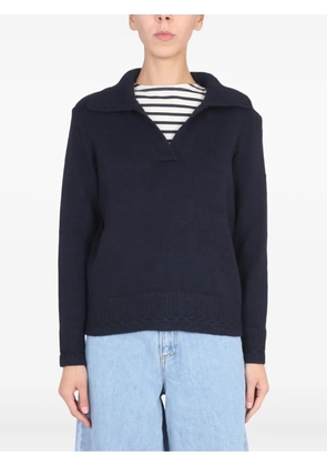 Saint James V-neck navy-collar sweater - Blue