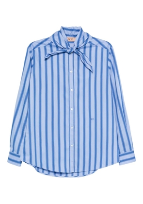Nº21 embroidered-logo stripe-pattern shirt - Blue