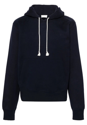 Saint Laurent Cassandre-embroidered cotton hoodie - Blue