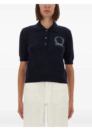 Moschino logo-embroidered polo top - Blue