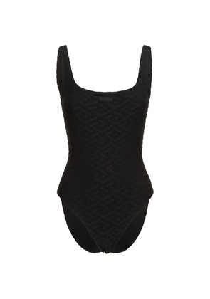 Versace square-neck logo-pattern swimsuit - Black