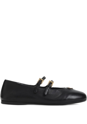 Prada double-buckle leather ballet flats - Black