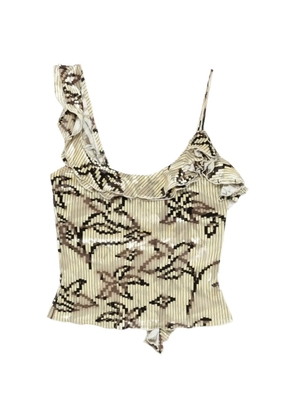 SIEDRES Arla ruffled floral top - Neutrals