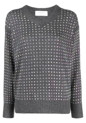 Sportmax crystal-embellished V-neck jumper - Grey
