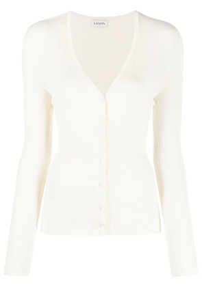 Lanvin ribbed V-neck cardigan - White