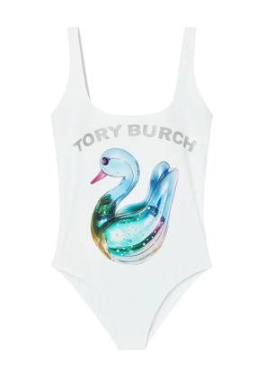 Tory Burch Lucky Duck-print swimsuit - White