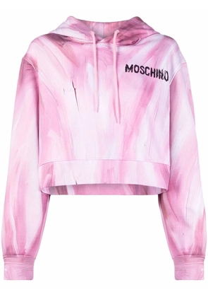 Moschino brushstroke-print cropped hoodie - Pink