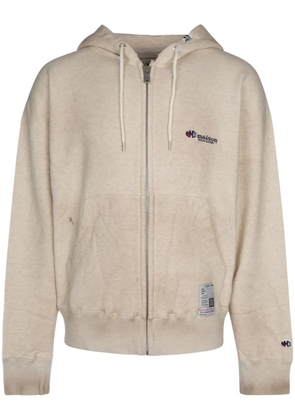 Maison MIHARA YASUHIRO logo-embroidered zip-up hoodie - Neutrals