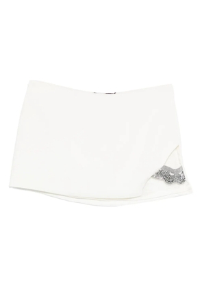 Amen beaded-embellished side-split mini skirt - White