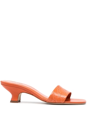 BY FAR Ceni crocodile-embossed mules - Orange