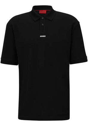 HUGO logo-print cotton polo shirt - Black