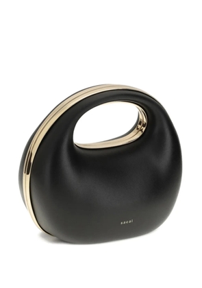 sacai round leather clutch bag - Black