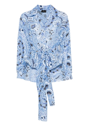 ETRO floral-print silk-cotton shirt - Blue