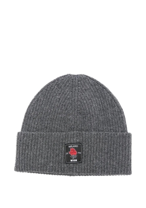 MSGM rose-patch ribbed beanie - Grey